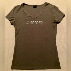 Bebe army green bedazzled FITTED top!